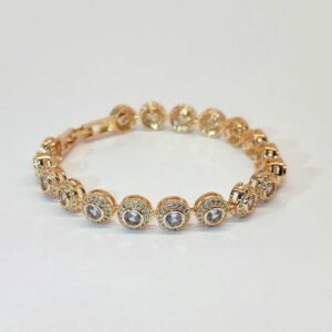 Pulseira zircônias redonda queen banhada ouro - 03013610