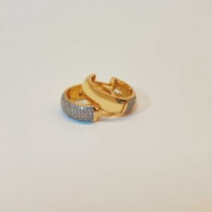 Brinco dupla face de argola com zircônia e ródio ouro 18k - 01043113