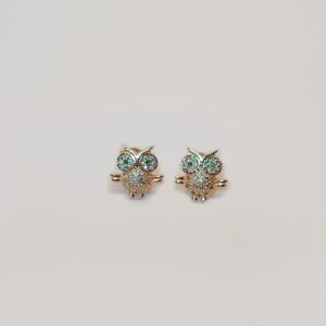 Brinco coruja com zircônias banhado ouro - 01041126