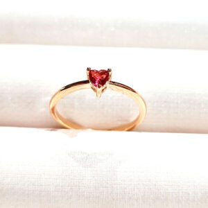 Anel coração zircônia rosa Banhado Ouro - 9015837