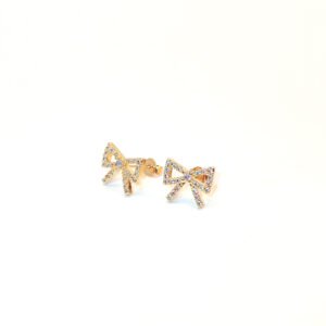 Brinco laço com zircônias  e ouro18k - 01040815