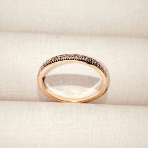 Anel meia aliança com zircônias Banhado Ouro - 09013814
