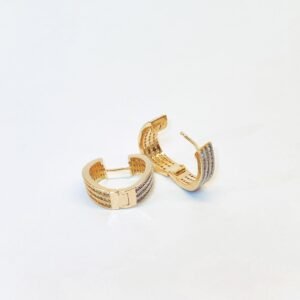 Brinco Argola Banhado Ouro 18K Zircônias e Ródio - 01029469