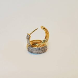 Brinco dupla face de argola com zircônia e ródio ouro 18k - 01043113