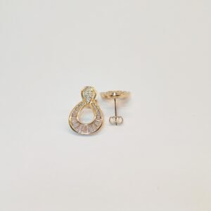 Brinco gota zircônia baguete ouro18k - 01040080