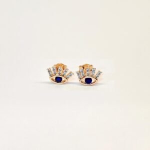 Brinco olho grego zircônia banhado a ouro - 01034944