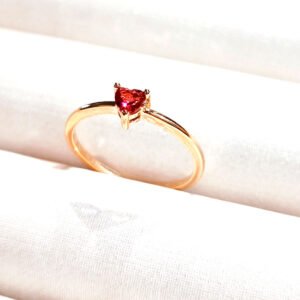 Anel coração zircônia rosa Banhado Ouro - 9015837