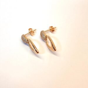 Brinco gota com zircônia banhado ouro - 01037378