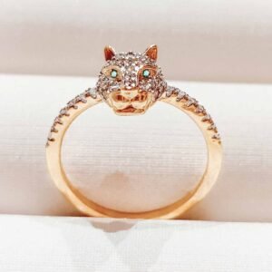 Anel banhado ouro 18k Pantera zircônia e ródio - 09014852