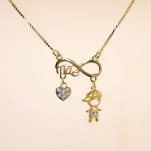 Colar mãe e filho banhado ouro com zircônias - 12008378