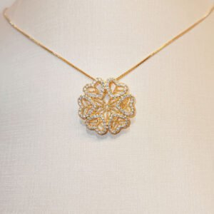 Colar 45+5 corações banhado a ouro com zircônia - 12009952