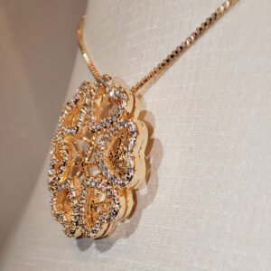 Colar 45+5 corações banhado a ouro com zircônia - 12009952
